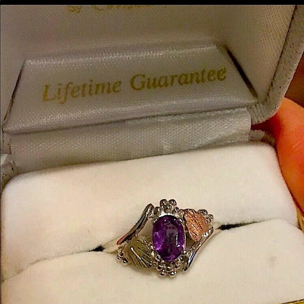 12K Amethyst Sterling Silver Gold- 8